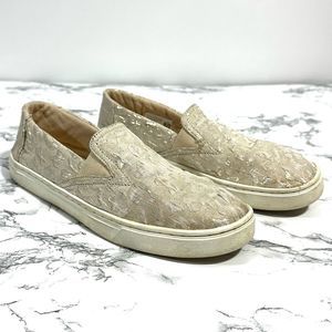 TOMS Rose Gold Metallic Cheetah Print Luca Slip-On Sneakers Loafer